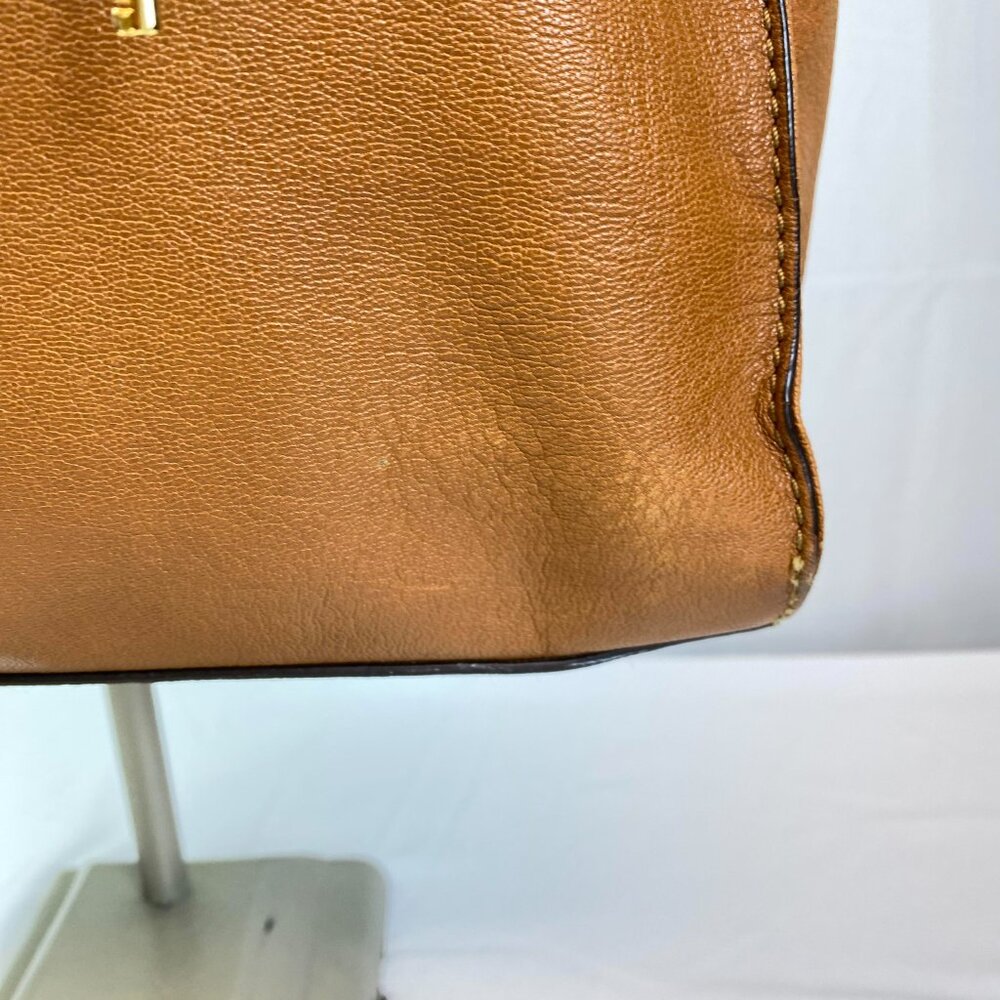 Michael Kors Hamilton Brown Pebbled Leather Satchel | Gold Hardware ✨ Maeve - Picture 8 of 12